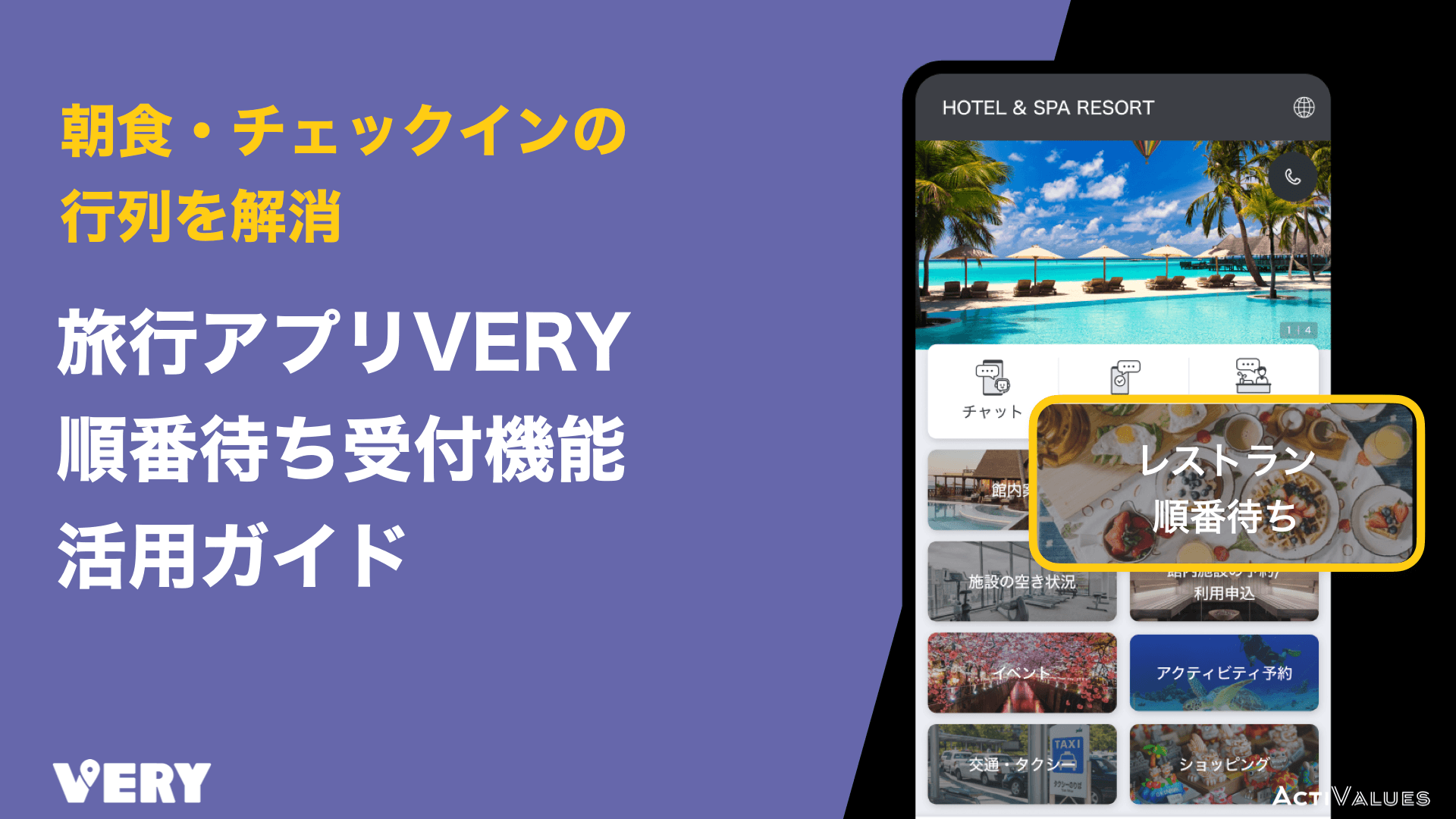 朝食・チェックインの行列を解消。「VERY」順番待ち受付機能ガイド